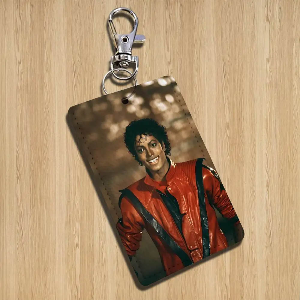 Dance King Michael Jackson MJ Card Holder With Keychain Executive Protection For Bank Credit Subway Bus Case view 5