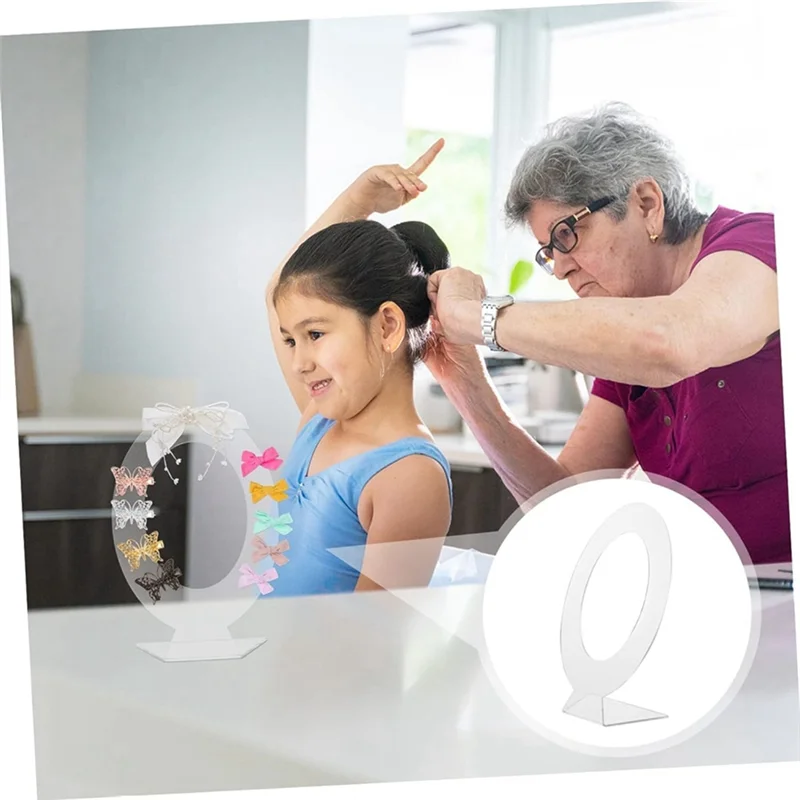 A06K 2 قطعة مشبك شعر أكريليك عرض موقف مشبك شعر تخزين الرف مجوهرات مشبك شعر مستدير عرض موقف دبوس الشعر عرض حامل