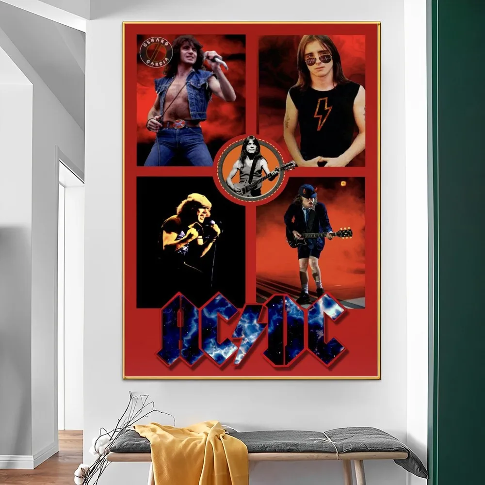 Rock Singer A-AC D-DC Band Poster Self-adhesive Art Poster Retro Kraft Paper Sticker DIY Room Bar Cafe Vintage Decorative