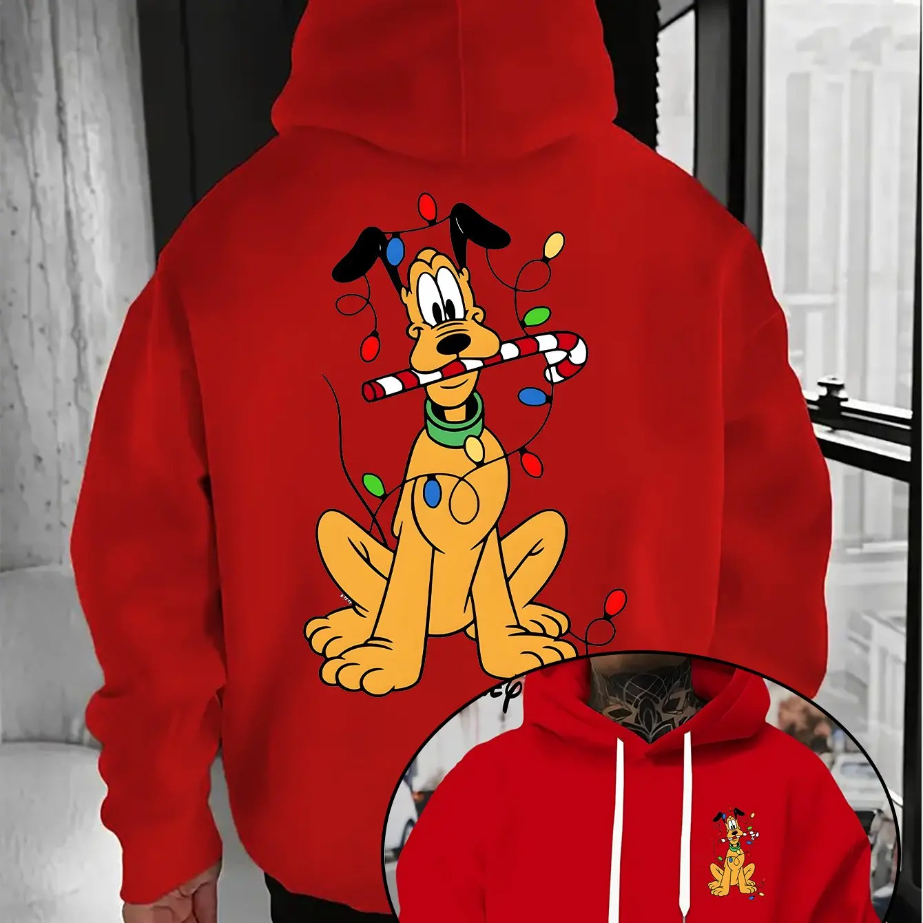 

Мужские рождественские толстовки с капюшоном Disney Pluto, модные толстовки унисекс большого размера, осенне-зимние флисовые повседневные универсальные