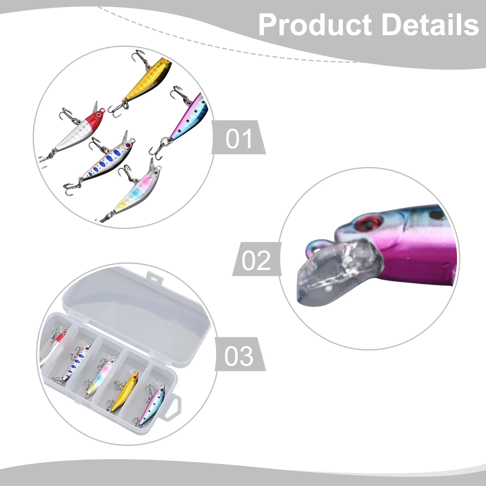 New Practical Fishing Lures Sinking More Reflectiv More Tempting Powerful Sea Water Tackle Wobblers 3D Simulated Eyes 5pcs