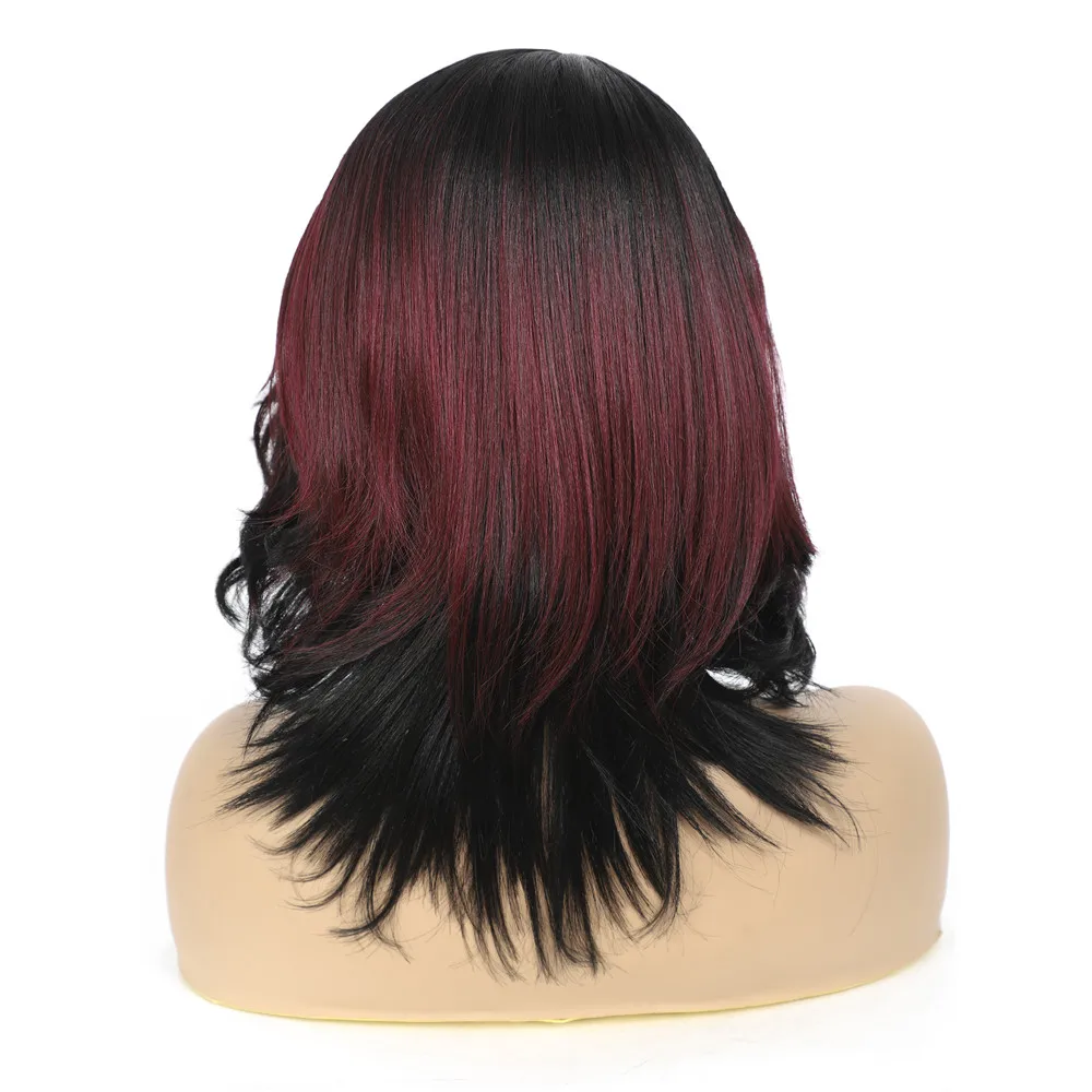 Peruca feminina de cabelo sintético, com X-TRESS lateral, estilo vintage, comprimento médio, fibra de alta temperatura, roxa, máquina para uso diário,