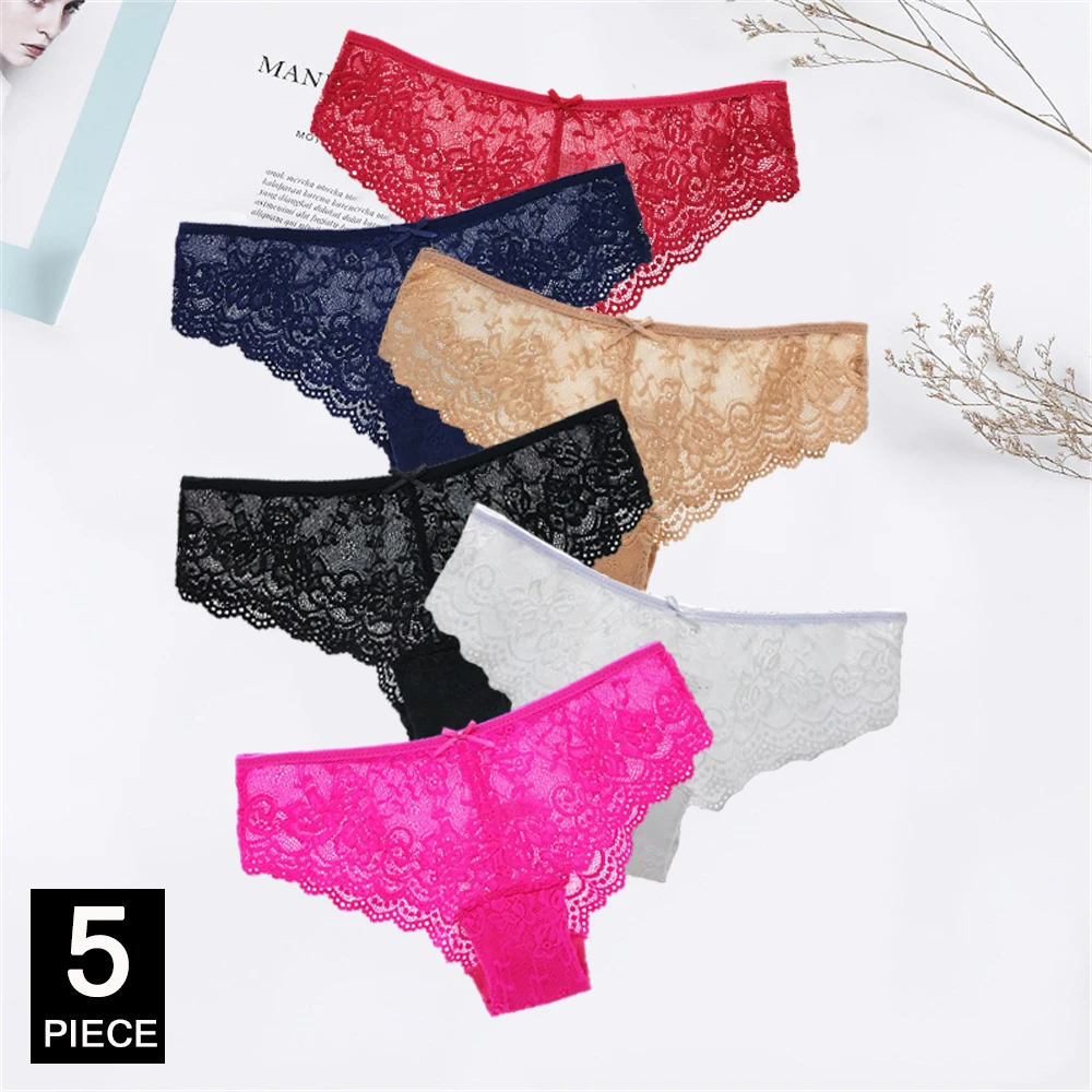 Sexy Floral Lace Panties Women Briefs Low Waist Soft Lingerie Comfortable Female Underwear Girls Intimates Panties 5 pcs/lot