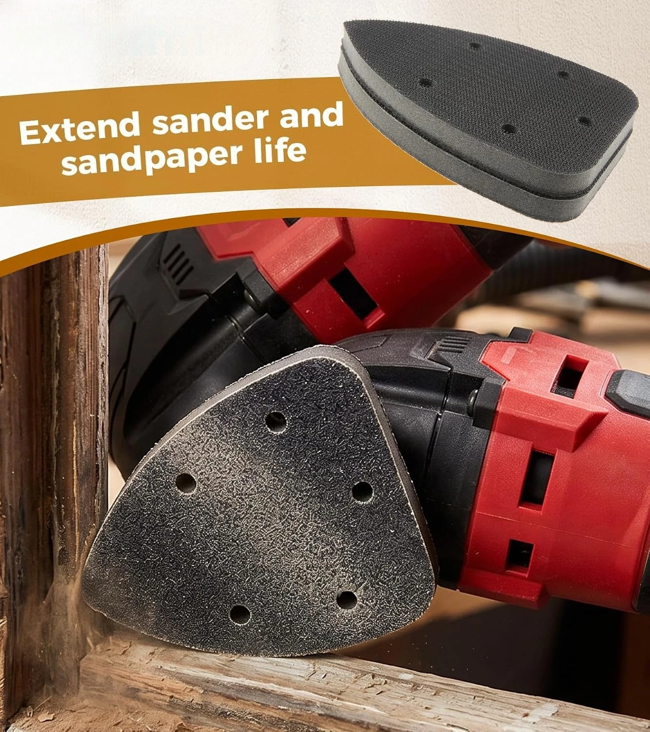 5pcs 140*98mm Mouse Detail Sanding Pads Triangle Interface Pads 5-Hole Hook & Loop Sponge Backing for Detail Sander Woodworking - view 5