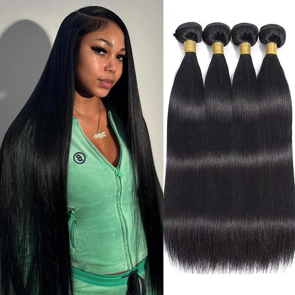 Straight Human Hair Bundles Brazilian Remy Hair Weave Bundles Double Machine Weft Bundles Human Hair Tissage Cheveux Humains