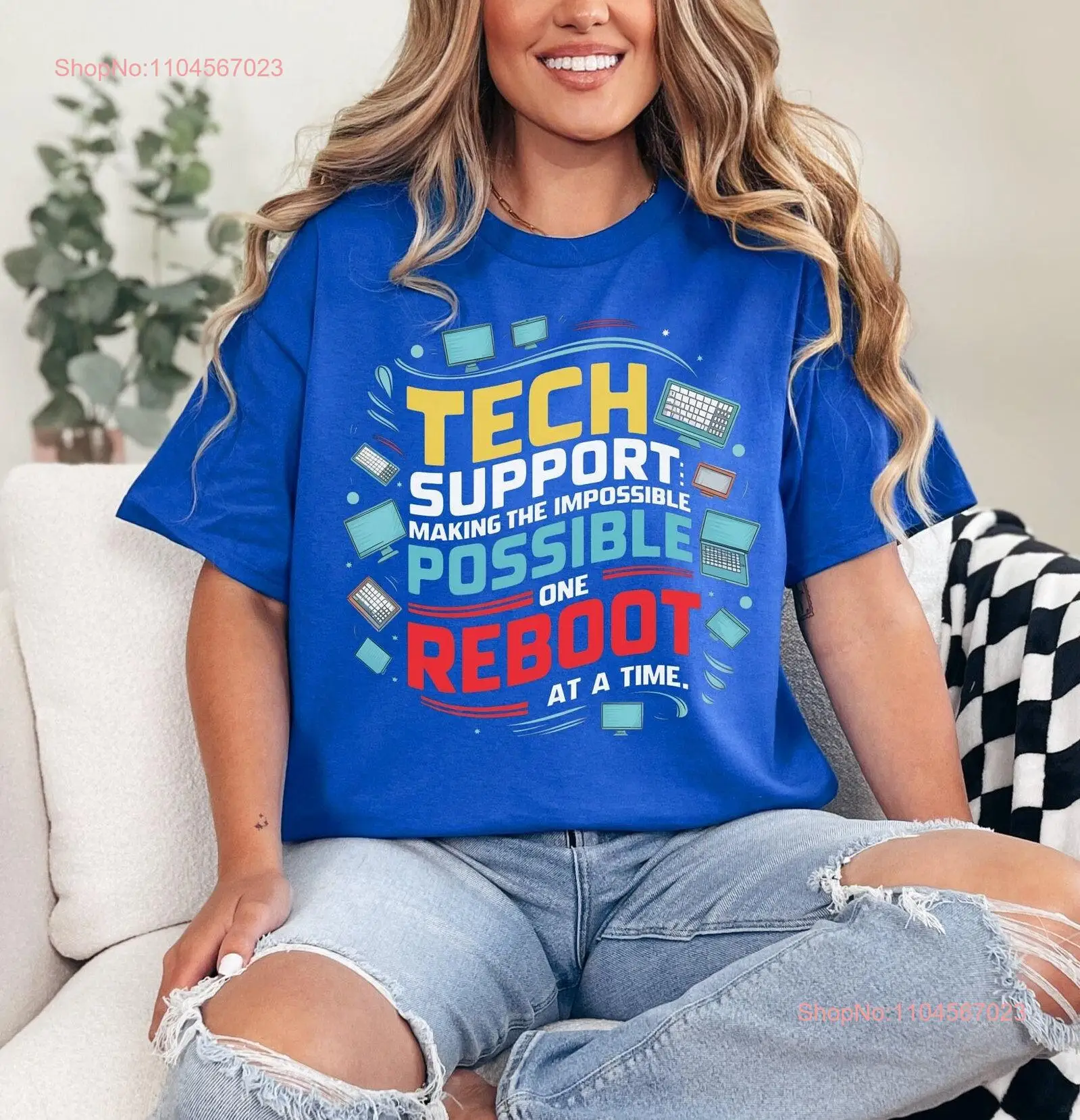 

Футболка Tech SupporT IT Funny For Him Her с длинными или короткими рукавами