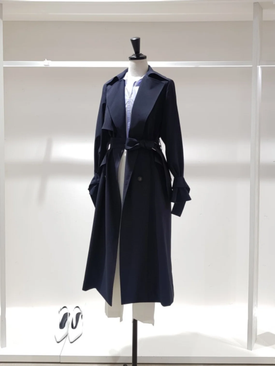 

Slimming Long Waist-Cinched Korean Sle Women's Coat New Arrival Autumn 2024 Faion Trendy Outerwear Straight Cut Commute