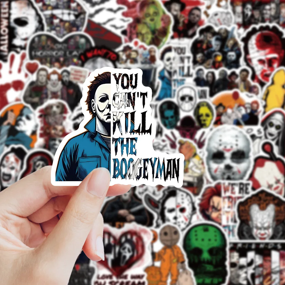 50 Stück Halloween Horror-Charakter-Aufkleber Horror-Atmosphäre Dekoration Graffiti Wasserbecher Wasserdichte Aufkleber – Detail 6