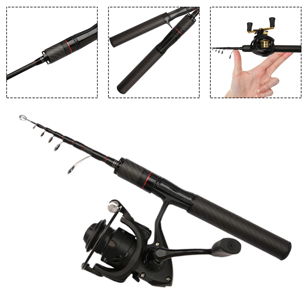 150 سنتيمتر قضيب تليسكوبي مقبض كربون صغير الصلبة تلميح الصيد رود UL المحمولة الصيد رود الطعم الصغير جثم قضيب