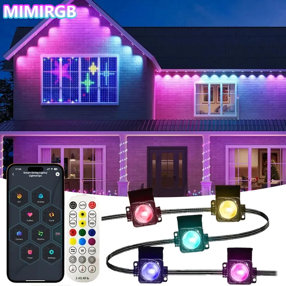 45M 90LED Smart Eaves Lights Permanent Outdoor Lights with Remote APP Control, IP67 Waterproof Outside Light for Christmas Decor