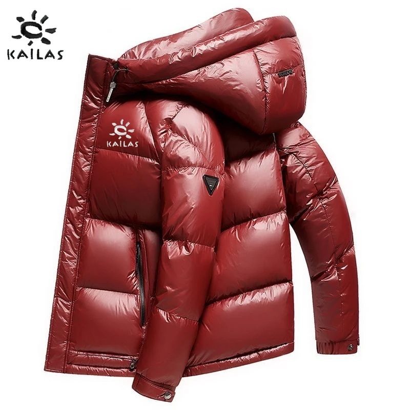 

KAlLAS new men's high-quality glossy hooded warm duck down down jacket for autumn and winter, anti freezing and windproof jacket
