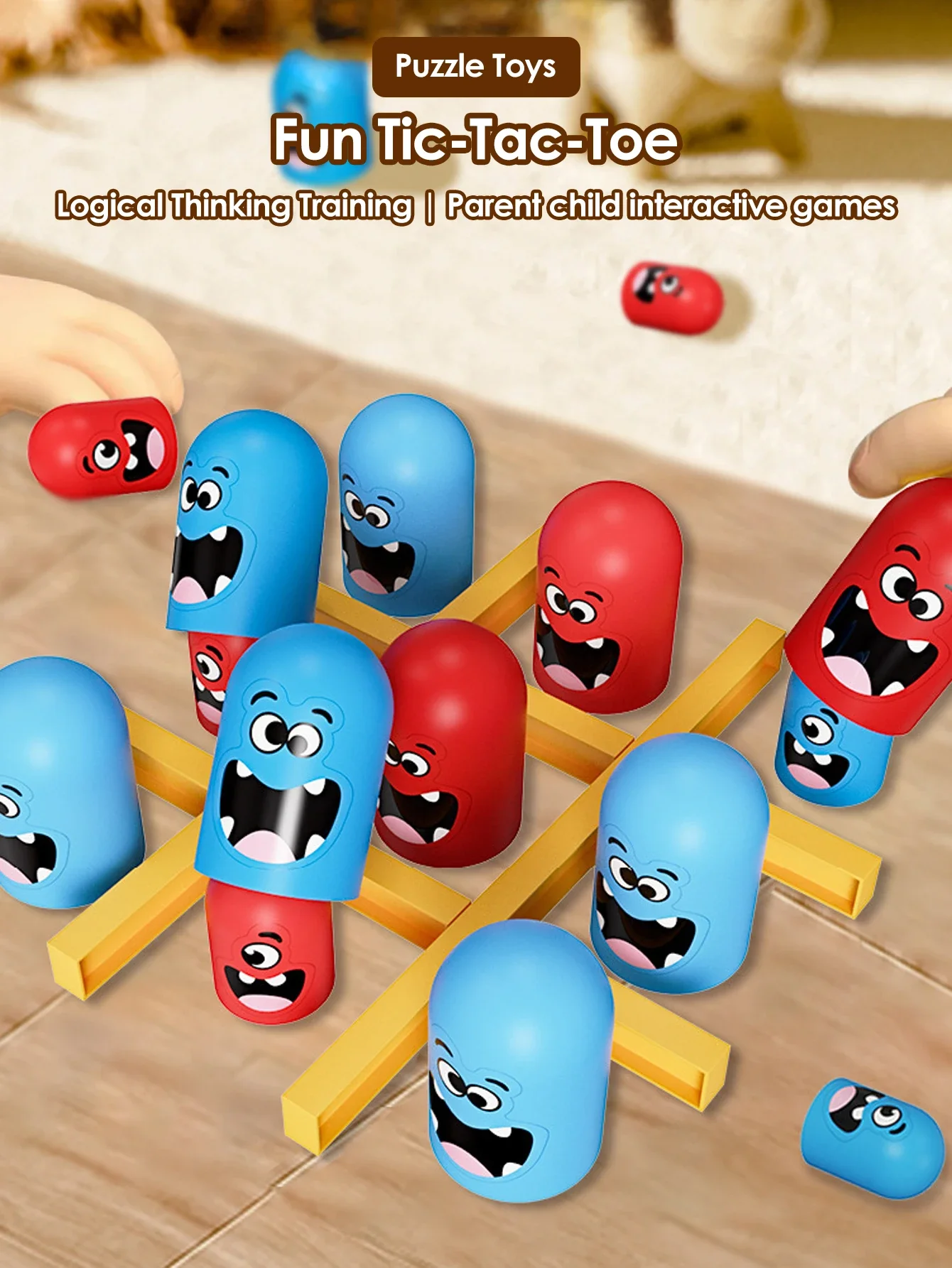 ألعاب الطاولة المضحكة تيك تاك تو الفكرية الكبيرة الأكل شطرنج صغير تفاعلي متعدد اللاعبين ألعاب الحفلات لعب للأطفال والكبار #5