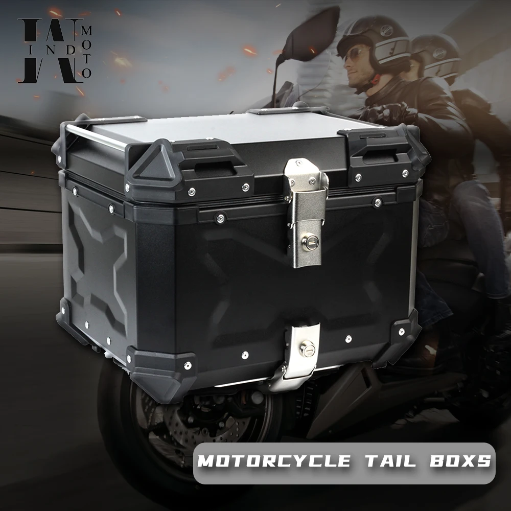 Motorcycle Universal Tail Box CNC Aluminum alloy Waterproof Trunk Helmet Top Box Storage Tool Cases Lockable 45L/55L and so on