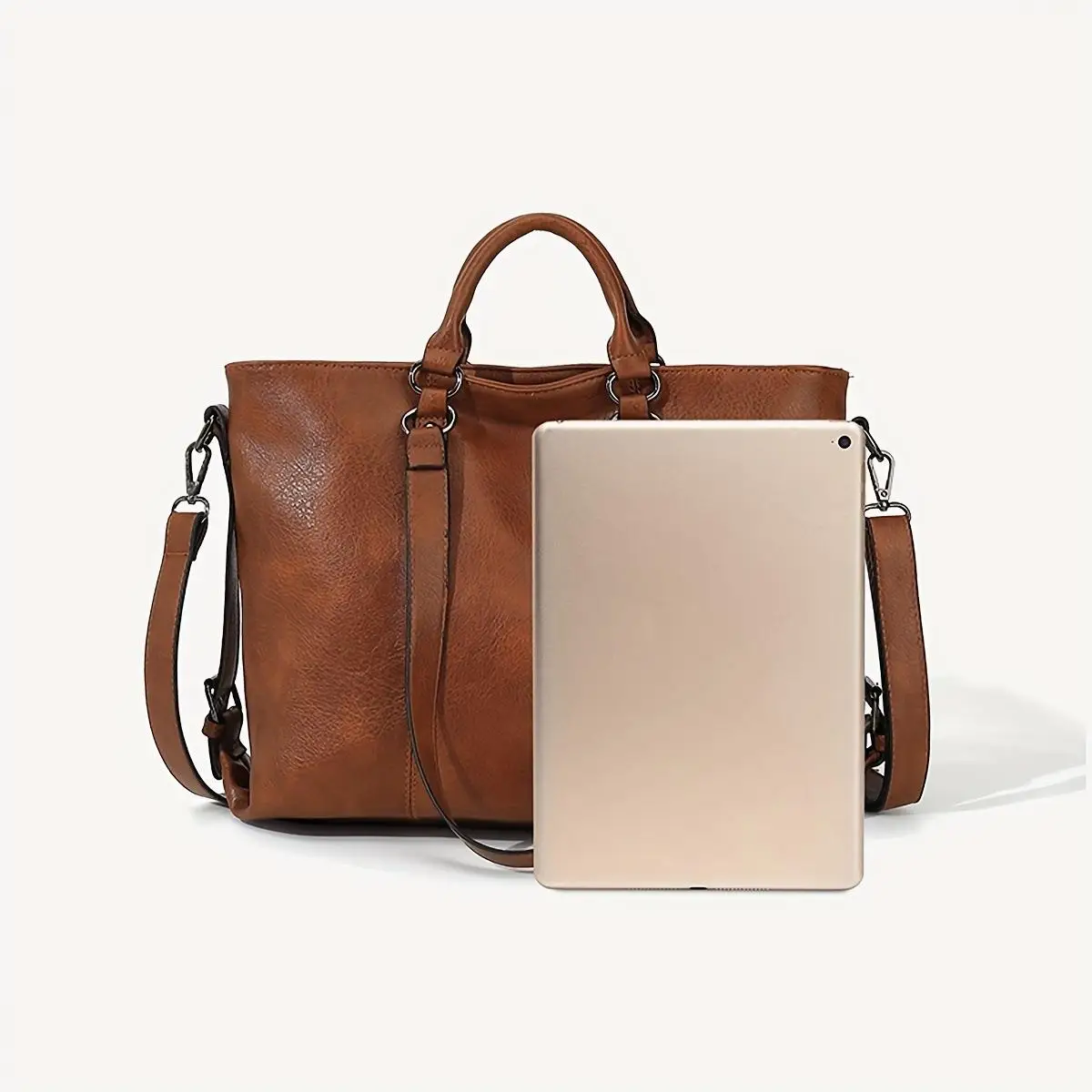 جديد 2024 حقيبة يد نسائية عالية الجودة حقيبة حمل نسائية أمريكية ريترو Sle لينة بولي Leather جلد الاستخدام اليومي حقيبة كبيرة غير رسمية