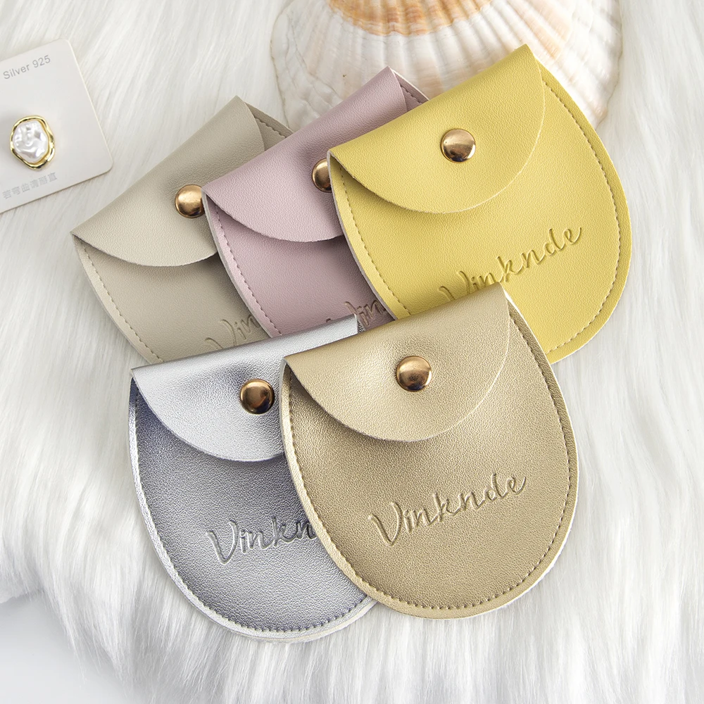 

50/100pcs Jewellery Pouch Gold Silver PU Leather Snap Bag Jewelry Packaging Bags Wedding Gift Bracelet Necklace Earring Sack