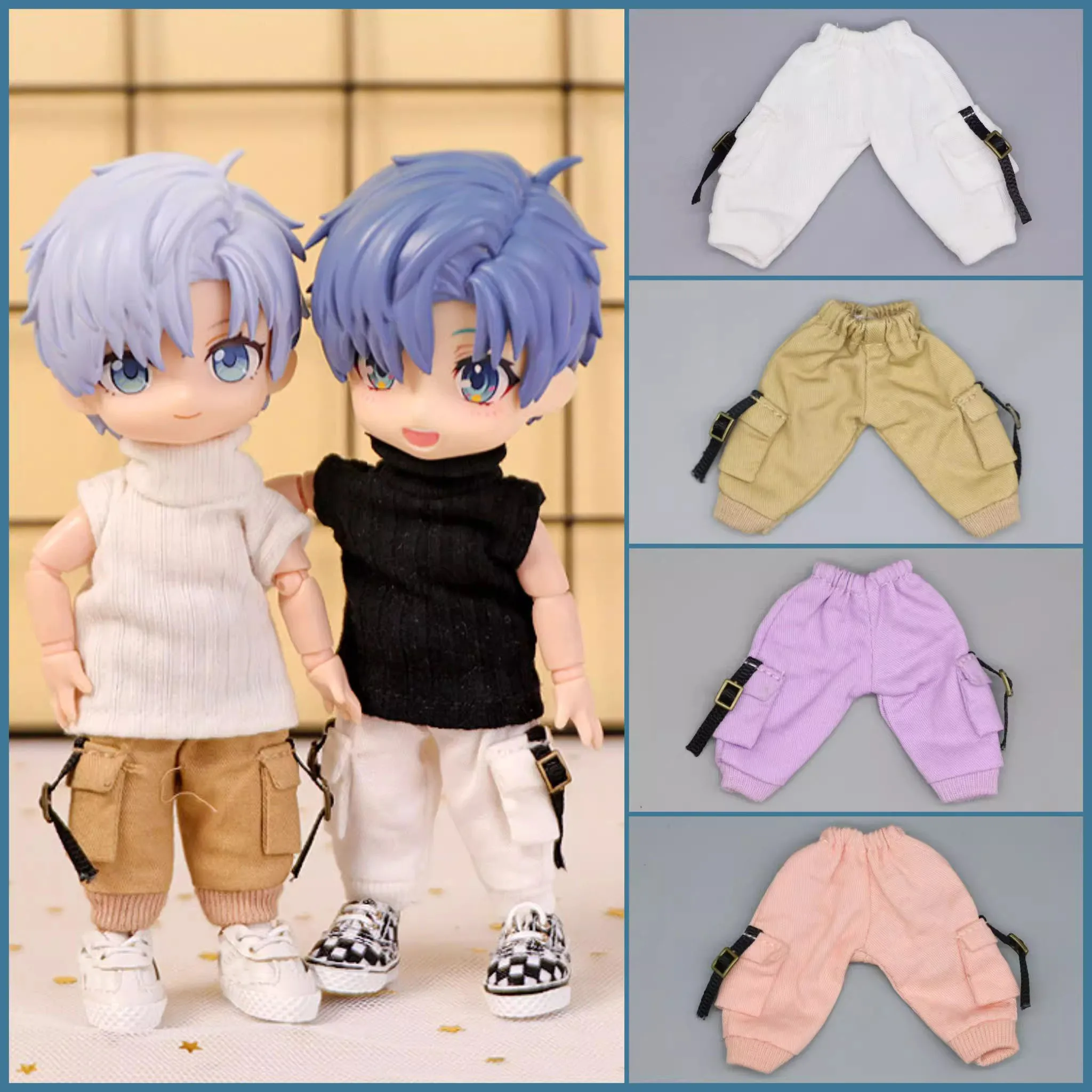 ob11 Baby clothes casual pocket overalls molly gsc p9 ymy plain body wear 1/12 vest baby clothes doll clothes doll accessories