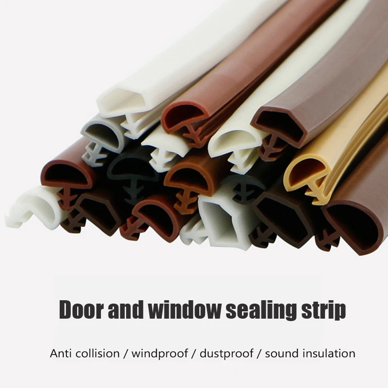 

5M Weather Stripping Door Seal Strip For The Cold PVC Window Seal Silicone Rubber Strip Door Adhesive Wind Blocker Accessories