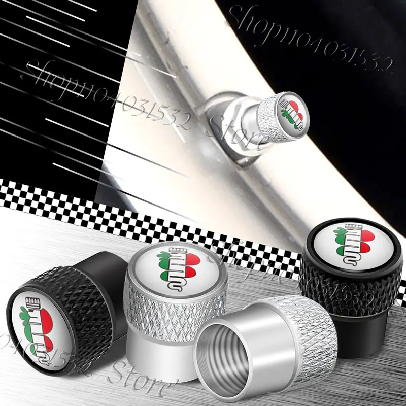 4Pcs Car Styling Emblem Car Wheel Tire Valve Caps Rim Stem Dust-proof Covers For Alfa Romeo 147 156 166 159 Giulietta Mito Decor