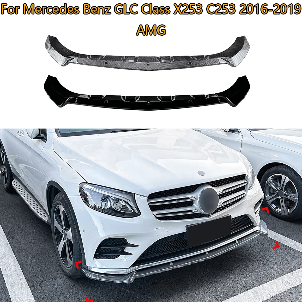 

For Mercedes Benz GLC Class X253 C253 2016-2019 AMG Car Front Bumper Lip Car Exterior Spoiler Diffuser Splitter Body Guard Kits