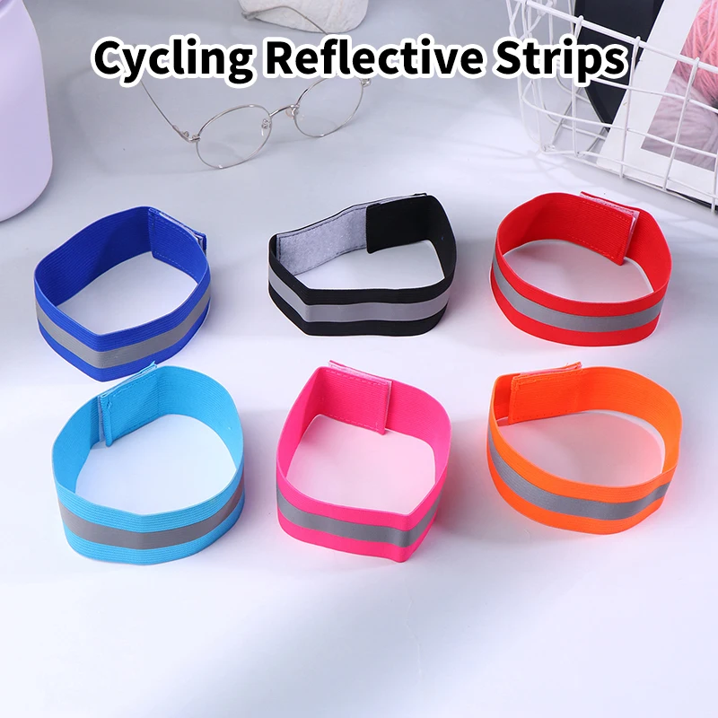 Cycling Reflective Strips Bicycle Bind Strap Bike Safety Alert Pants Hand Leg Warning Armband Reflector Wristband Sport Tape