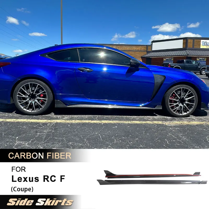 Car Racing Side Skirts Extensions For Lexus RC F Coupe 2-Door 2015-2018 Side Door Skirt Lip Body Kits Accessories Carbon Fiber