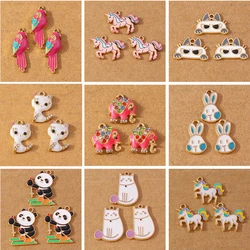 10pcs Cute Enamel Animal Cat Panda Bird Pendant Charms for Jewelry Making Necklace Earrings DIY Bracelet Accessories Supplies