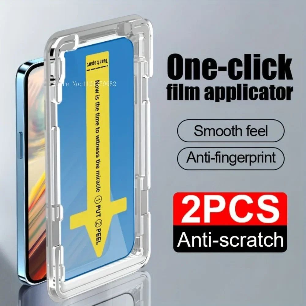 2Packs Easy One-Click Application Case Screen Protector For IPhone 16 15 14 Pro Max Plus 11 12 13 14 Pro Mini XR XS Glass