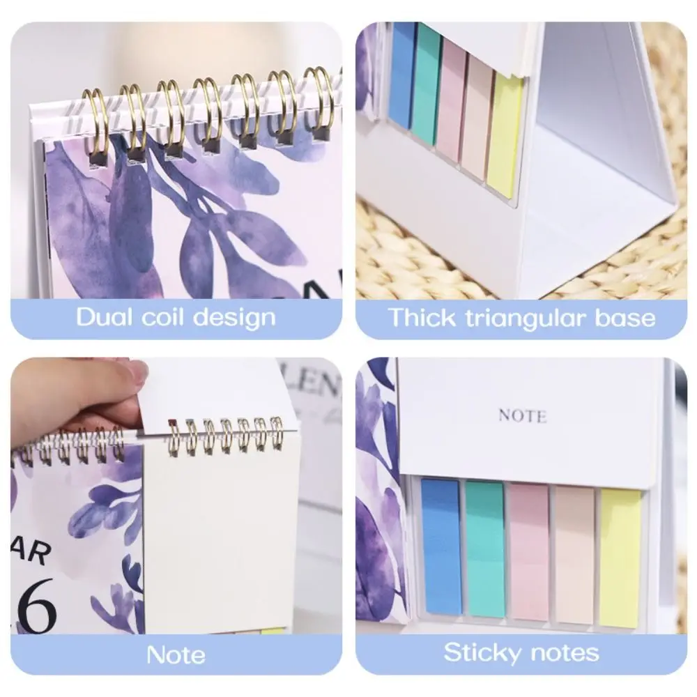 Portable Jan. 2026 - Dec. 2026 2026 Flower Calendar Foldable Planning English Calendar Colorful Daily Study Record Calendar Home