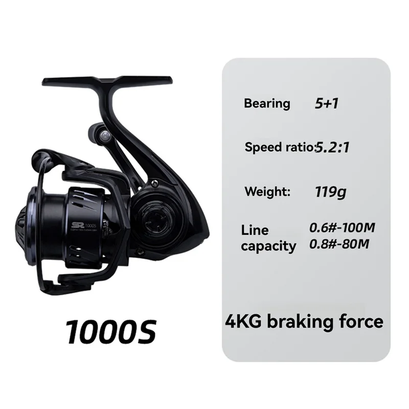 

B93B-Spinning Reel 100S Line Laying Spool Reel Ultra Light Low Inertia Rotor Waterproof Anti Rust Fishing Reel