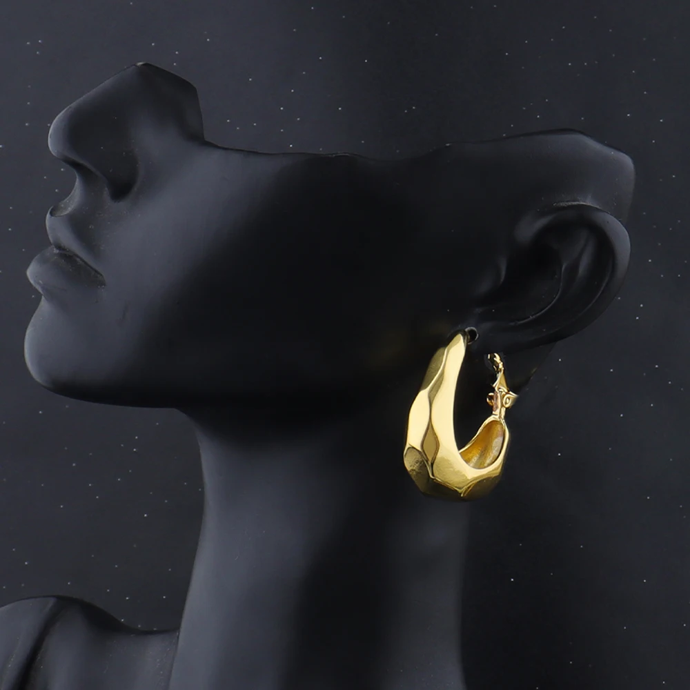 

Charms Glossy Stainless Steel Chunky Hoop Earrings for Women free shipping halloween Party Wedding jewelry accessories