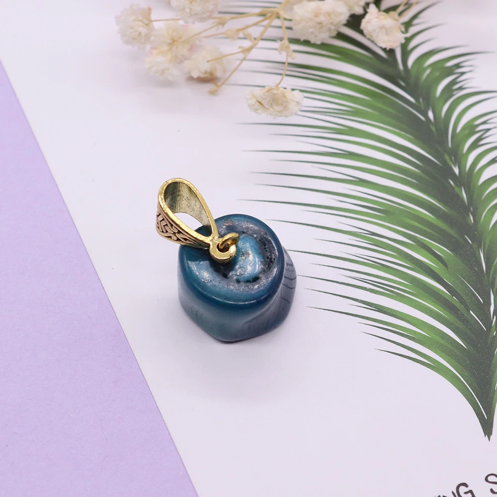 Colgante Irregular Creativo de Coral Sintético Azul Chapado en Oro con un Solo Orificio, Material DIY para Joyería, Collares y Pendientes