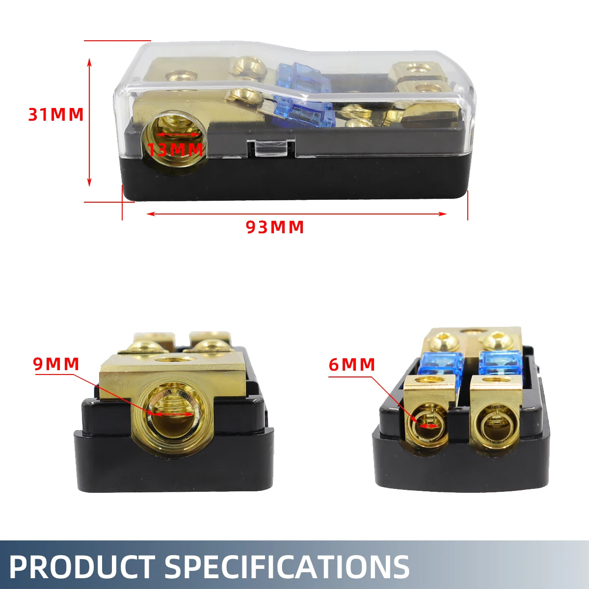 2/3/4 Way Mini ANL Fuse Holder, Copper 0/2/4 Gauge to 4/6/8 Gauge 60 Amp Fuse Distribution Block for Car Audio Stereo Amplifier