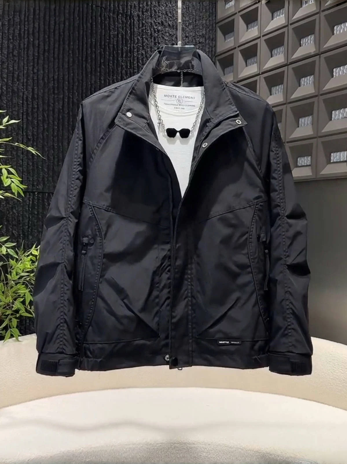 

Весенне-осенняя новая простая однотонная рабочая одежда с воротником-стойкой, мужская повседневная модная универсальная ветровка, пальто