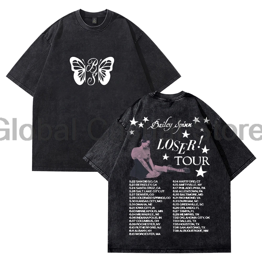 بيلي سبين لوزر تور 2025 تي شيرت مغسول بياقة دائرية وأكمام قصيرة قطن تي شيرت للرجال والنساء ملابس الشارع الشهير