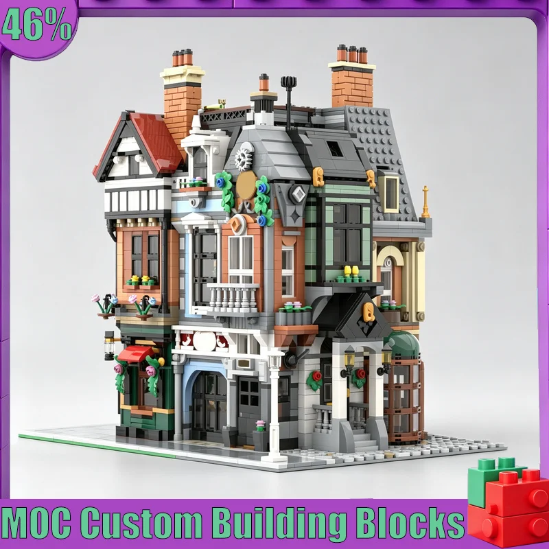 

4709PCS MOC Baker Street Corner Townhouse Building Model Custom Puzzle Architecture DIY Assembly Educational Toy Collection Gift