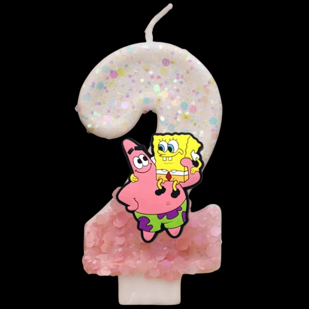 Cute Cartoon Spongebob Candle Number 0-9 Kids Birthday Cake Decoration Supplies Anime Party Accessories Supplies