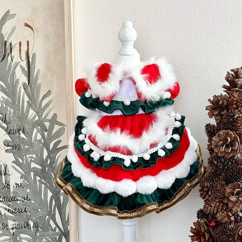 فستان أليف للقطط والكلاب، فستان أميرة عيد الميلاد المخملي للكلاب، ملابس الحيوانات الأليفة للكلاب والقطط الصغيرة، زي للكلاب والقطط #2