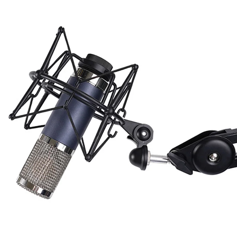 

Microphone Shock Mount Adjustable Mount Recording Mic Stand Metal Bracket Pod Microphone Stand (Black) LYZ