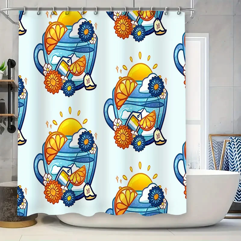 

Coastal Ocean Wave Shower Curtain Blue Sea Beach Bathroom Decor Set Nautical Themed Washroom Fabric Art Print Home