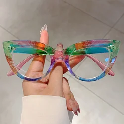 KAMMPT Vintage Cat Eye Glasses Women Stylish Multi-color Rim Blue Light Blocking Eyewear New Fashion Non-prescription Eyeglasses