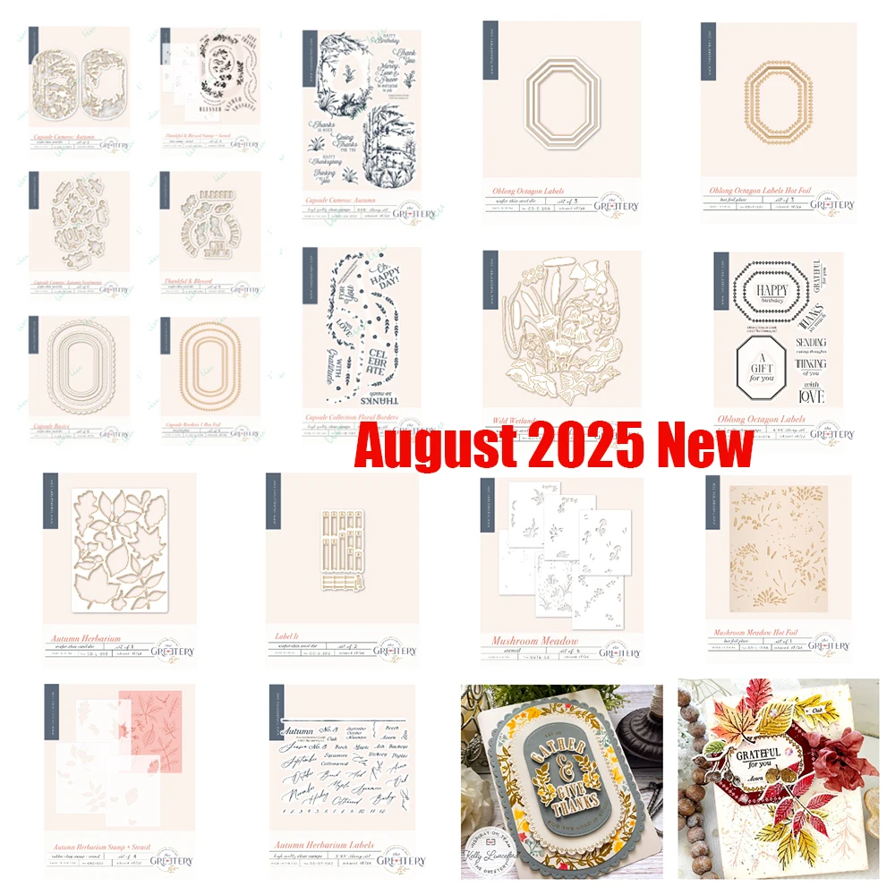 

Capsule Basics Thankful & Blessed Metal Cutting Dies Stamps Stencils Hot Foil for DIY Handmade Diary Album Card 2025 August New