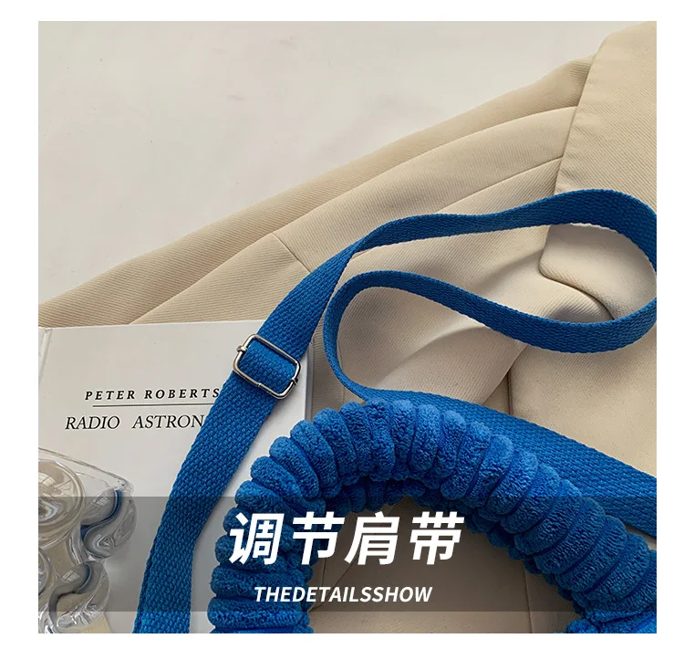 Damen 2026 Herbst-Winter Neuer Stil Koreanische Ins Denim Samt Plüsch Schulter-Umhängetasche Hochwertige Handtasche für Frauen – Detail 3