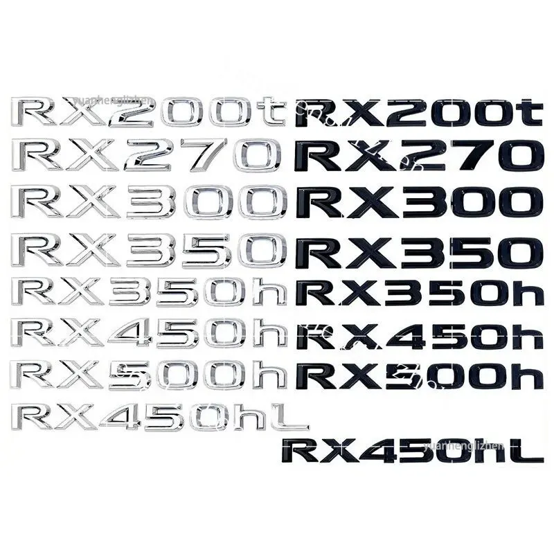 3D ABS Logo Car Rear Trunk  Emblem Badge Sticker Styling Accessories For RX200t RX270 RX300 RX350 RX450hL RX500h RX450h