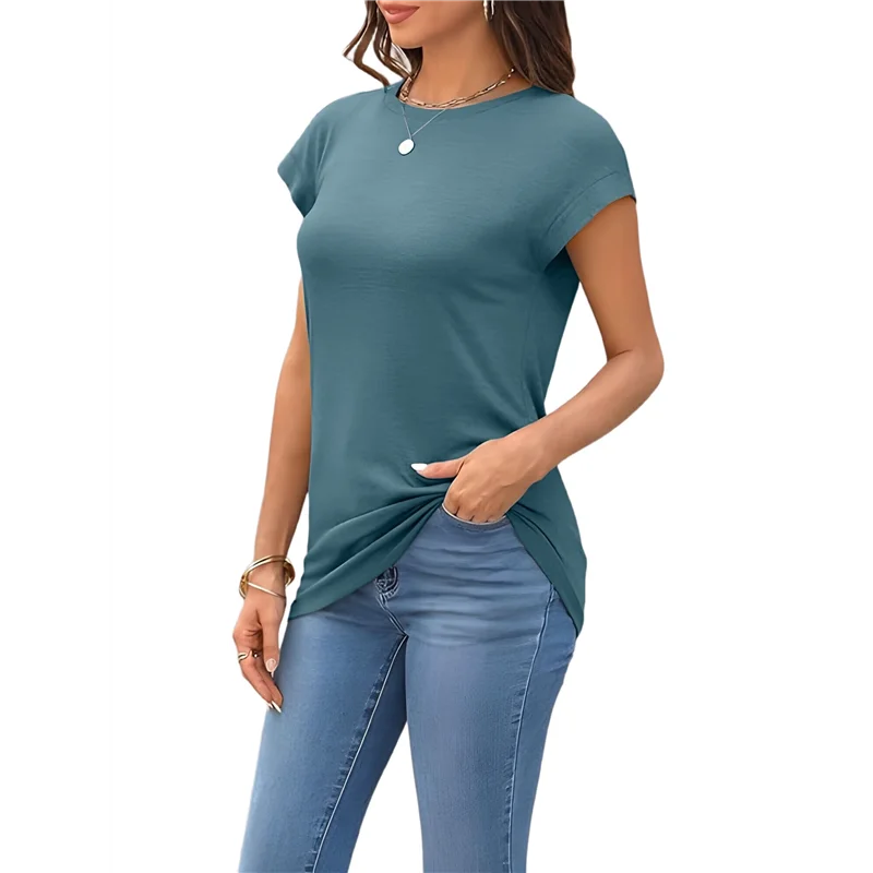 

A83F-Womens Summer Tops Cap Sleeve Spring T Shirts Ruched Business Casual Dressy Fashion Trendy Clothes Outfits 2025