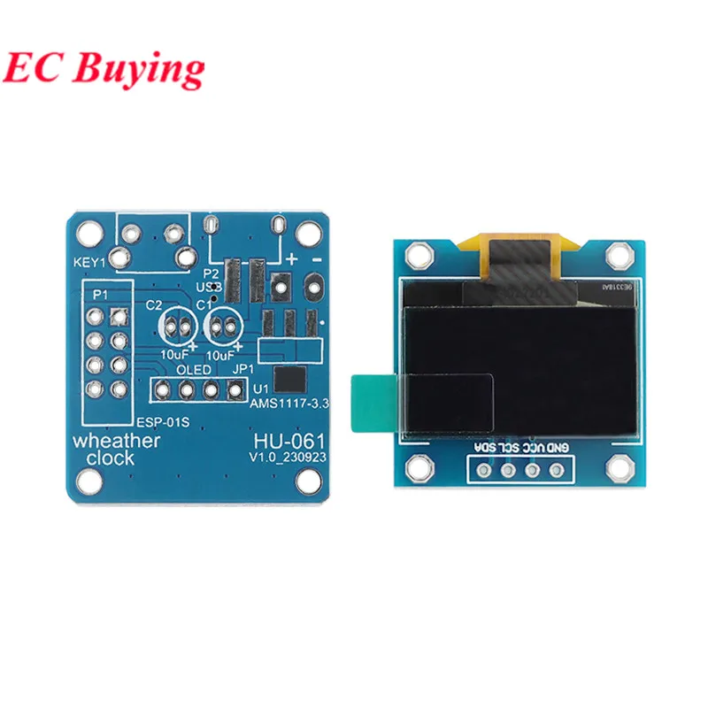 ESP8266 Mini Electronic Clock DIY Kit OLED 2.4G WIFI Time Temperature Humidity Date Week Weather Forecast Indicator DC 5V Clocks