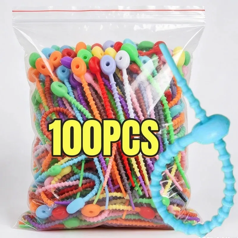 Silicone Reusable Cable Ties Multicolor Cable Wire Organizer Winder Storage Holder Food Saver Bag Clips Earphone Line Tidy Ties