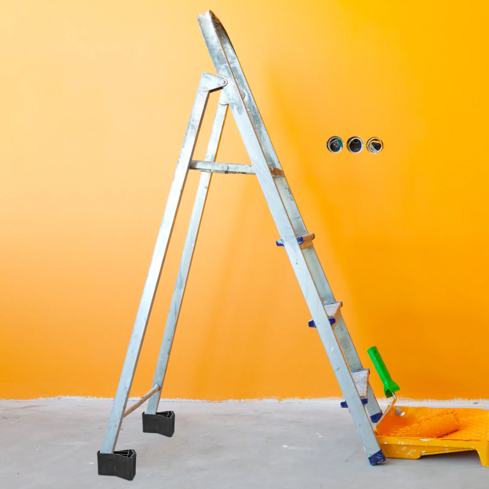 

2pcs Non slip Ladder Feet Foldable Pad Black Rubber Durable Thickened Construction Facility Parts Ladder Leg Caps Protector
