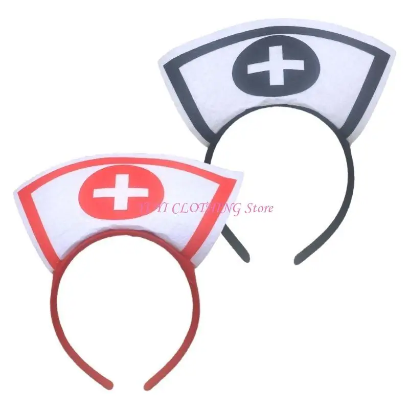 N5KF Krankenschwester-Hut-Stirnbänder, Halloween-Haarbänder, Cosplay-Haarreifen, Stirnbänder, Festival-Party, Haar-Accessoire