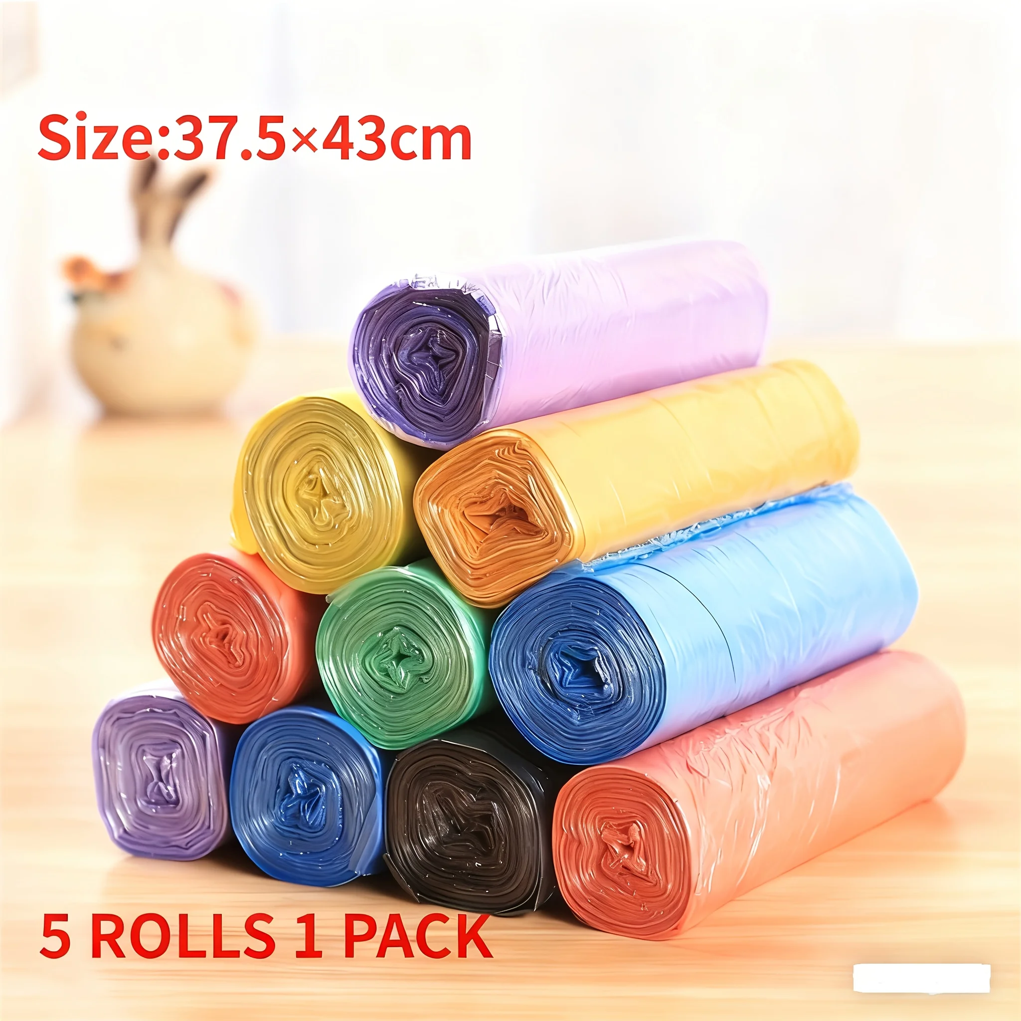5 rolls/pack, 75 bags total, 4-gallon bathroom trash bags, disposable thin trash bags, kitchen storage trash bags, bathroom, kit