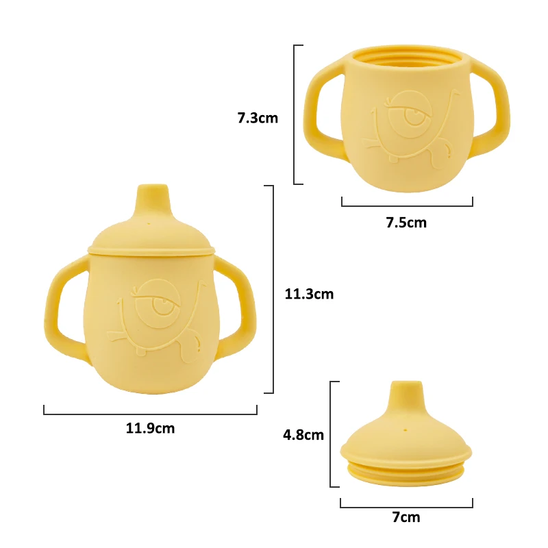 Gobelet à poignée portable pour bébé, vaisselle en silicone, bouteille d\'eau pour enfants, tasse à boire pour bébé, apprentissage du nouveau-né